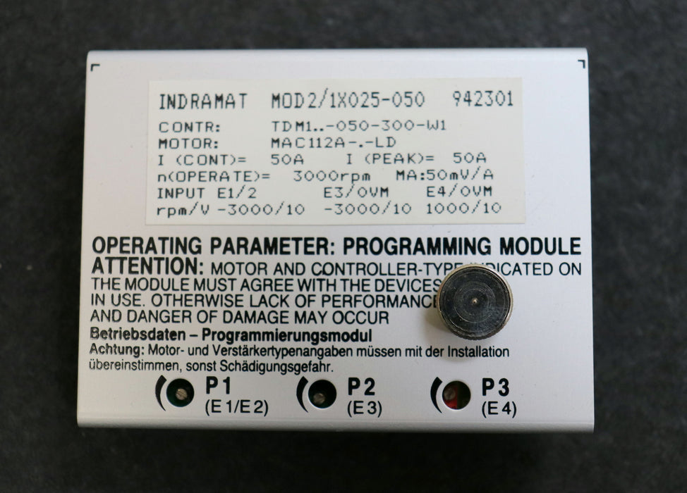 INDRAMAT Programmierungsmodul MOD2/1X025-050 942301 Motor MAC112A-.-LD Contr TDM