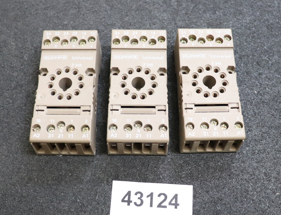 KUHNKE 3 Stück Relaissocker Universal Z345 für DIN-EN50022 für 11 Pin Schiene