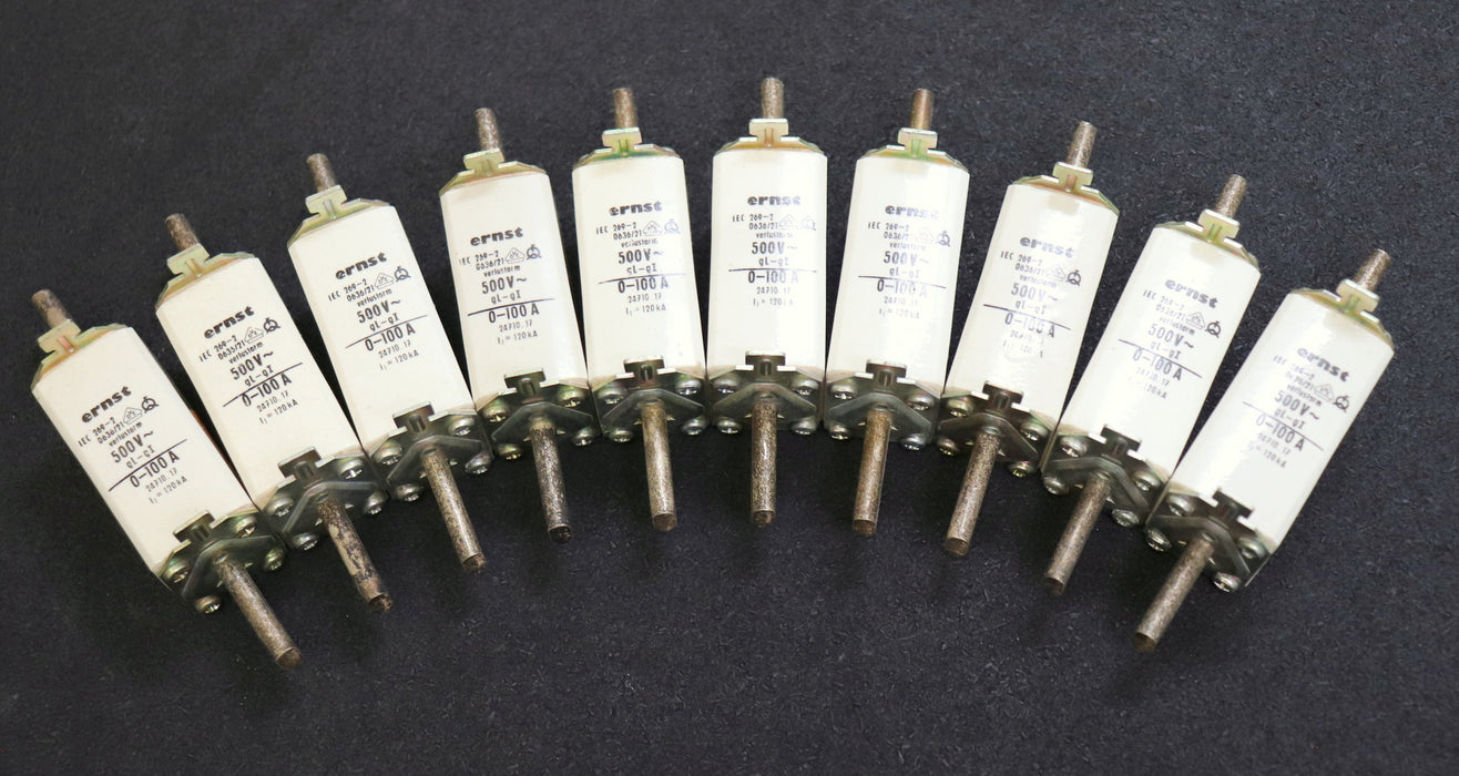 ERNST 10x Sicherungseinsatz fuse-link 24710.17 100A 500VAC Betriebsklasse gL-gI
