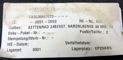 Kettenradscheibe KRL Chainwheel f. Kettentyp 24B-2 DIN8187 Rollen-Ø DM= 25,40mm