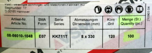VSM 100x Schleifband KK711T 8x330mm Korn P120 Art.Nr. 08-56010-1048 SMA Form E07