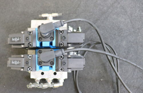FESTO 2x Doppel-Ventilblock NAVW-1/4-1-ISO mit 2x Magnetventil VDMA 24 345-D-1