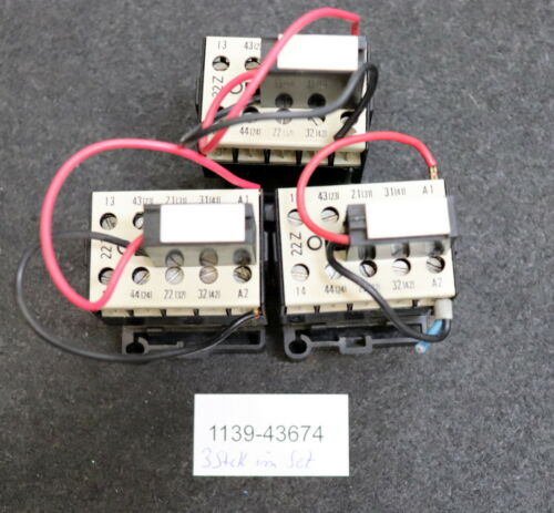 SIEMENS 3 Stück Hilfsschütz 3TJ1002-0BB4 2S+2Ö Uc=24VDC verschied. Entstördioden
