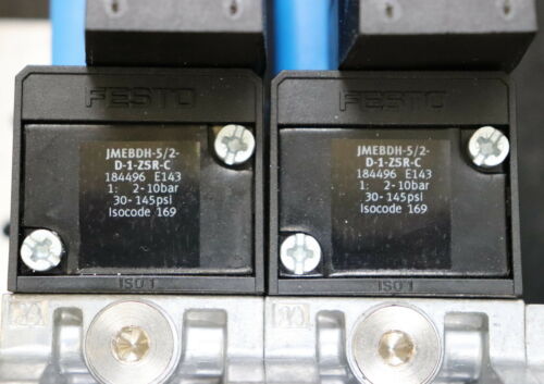 FESTO 2x Doppel-Ventilblock NAVW-1/4-1-ISO mit 2x Magnetventil VDMA 24 345-D-1