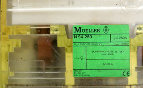 MOELLER Leistungstrenner 250A Typ N 94-250 Ue=690VAC 50/60Hz Iu=250A Uimp=8000V
