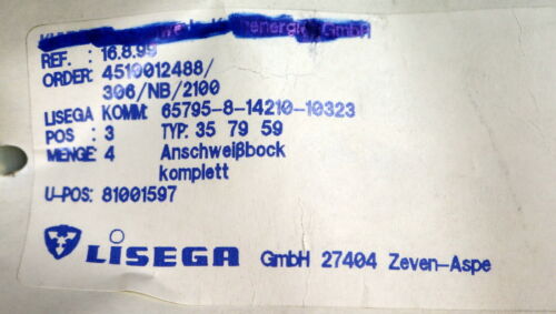 LISEGA Gabelkopf Anschweissbügel Typ 357959 BolzenØ 50mm Lagerabstand 35mm