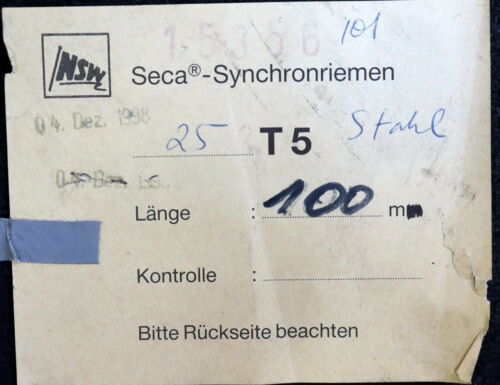 NSW Zahnriemen T 5 offen Stahl Länge ca. 100000mm Breite 25mm - unbenutzt