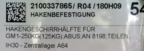 ABUS 2 Hälften Hakenbefestigung für ABUS GM1-250kg AN 8198 Aluminium - unbenutzt