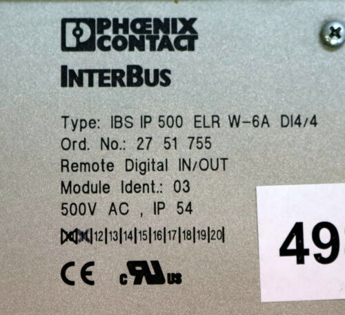 PHOENIX CONTACT Motor Starter Remote digital IN/OUT IBS IP 500 ELR W-6A DI4/4