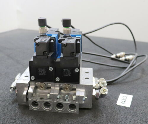 FESTO 2x Doppel-Ventilblock NAVW-1/4-1-ISO mit 2x Magnetventil VDMA 24 345-D-1