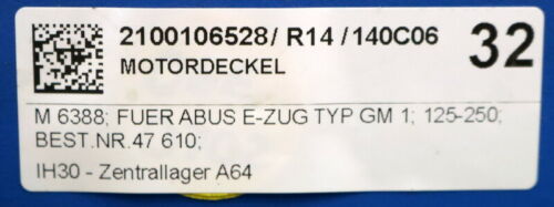 ABUS Getriebedeckel Nr 6388 Kunststoff Best. 47610 f. ABUS Kettenzug GM1 125-250