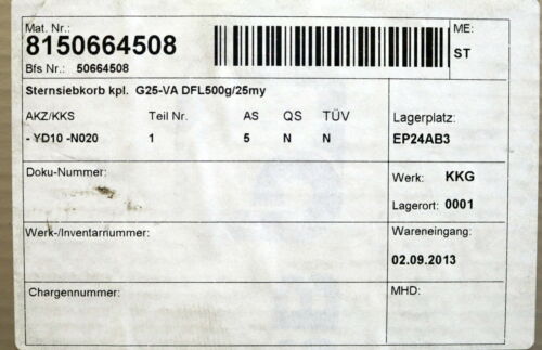 BOSCH REXROTH / KSB Sternsiebkorb komplett G25-VA DFL500g/25m Mat.Nr. 8150664508