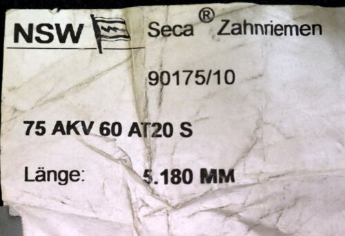 SECA Zahnriemen AT 20 offen Stahl Länge ca. 5100mm Breite 60mm - unbenutzt