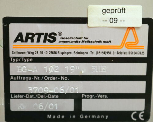 ARTIS 3HE Rack BG-A1/2 19" mit ARTIS Netzfilter NF-1DD 24VDC 5A ohne Karten