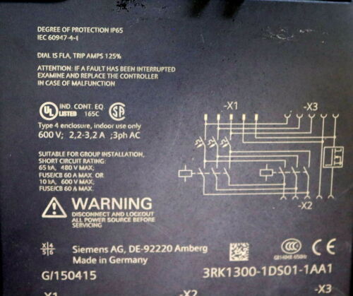 SIEMENS Verbraucherabzweig load feeder EM 300 RS 3RK1300-1DS01-1AA1