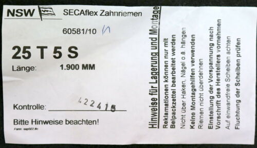 NSW SECAFLEX Zahnriemen T 5 verschweißt Länge 1900mm Breite 25mm