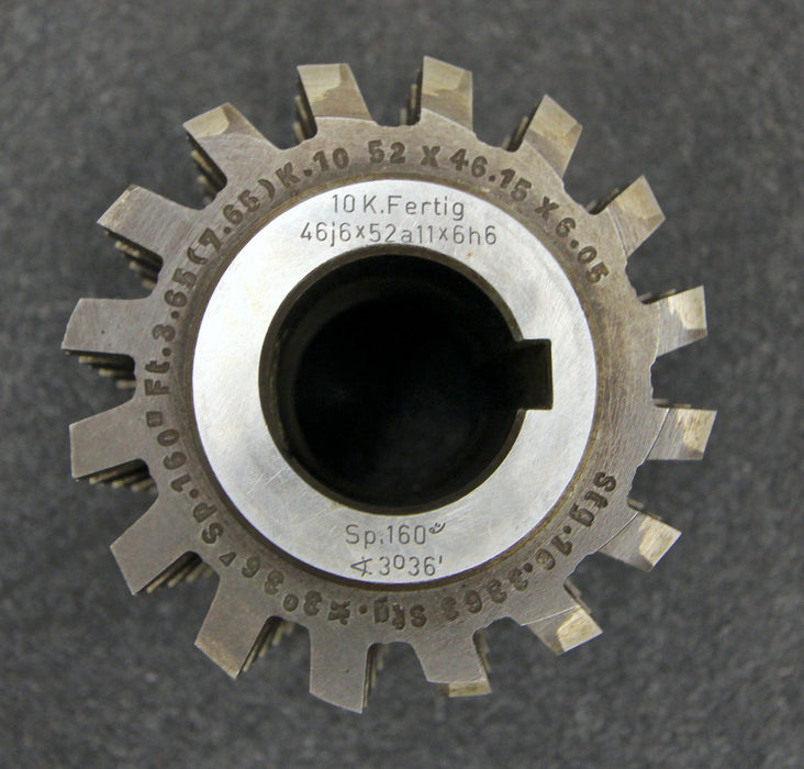 GPS Keilwellenwälzfräser spline hob 10 Keile 46x52x6 mit Höcker Fertigfräser LKN
