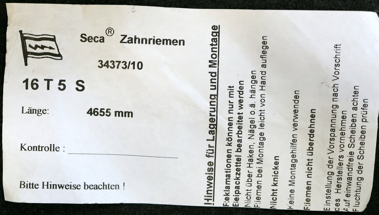 NSW SECAFLEX Zahnriemen T 5 verschweißt Länge 4655mm Breite 16mm - unbenutzt