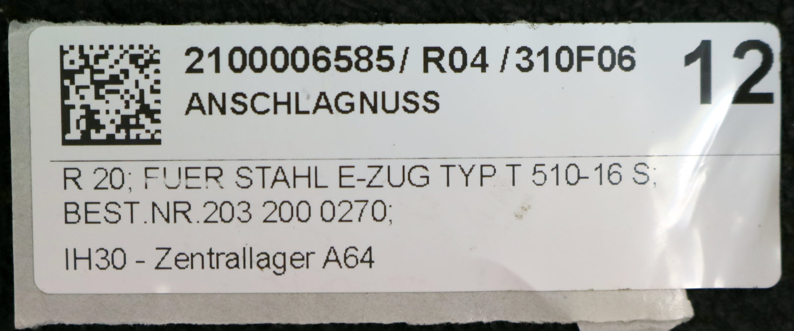 STAHL Anschlagnuss für E-Zug Tpy t 510-16 S Best.Nr. 2032000270 - unbenutzt