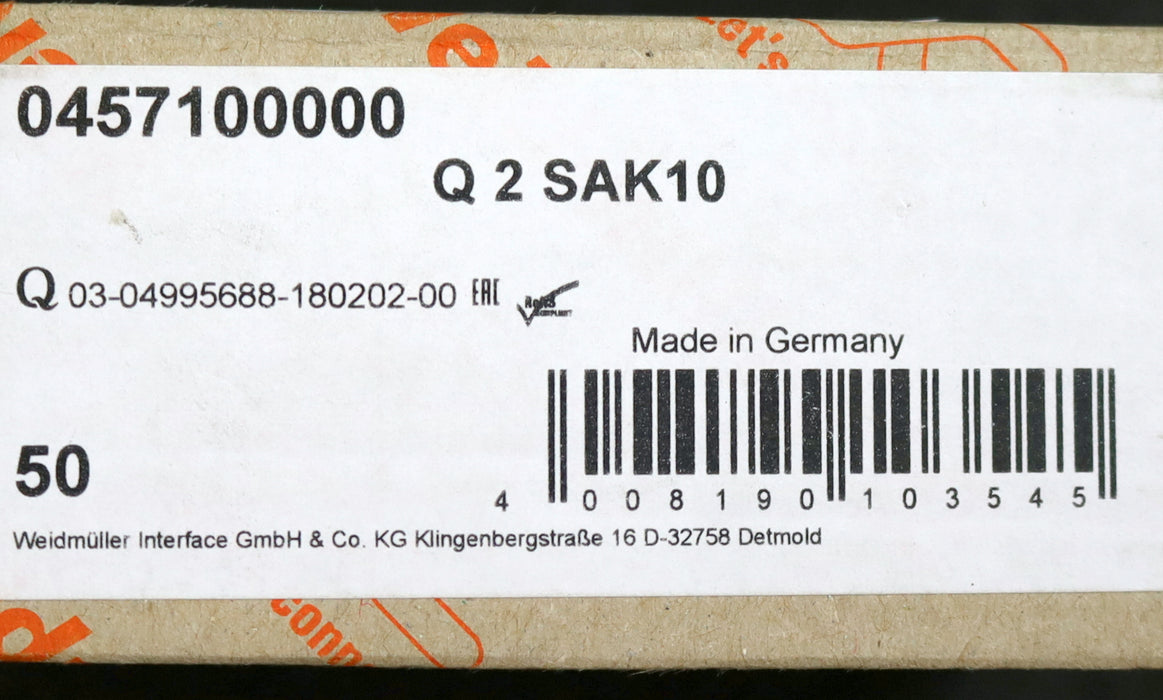 WEIDMÜLLER 50x Querverbinder Q2 SAK10 Art.Nr. 0457100000 - unbenutzt in OVP