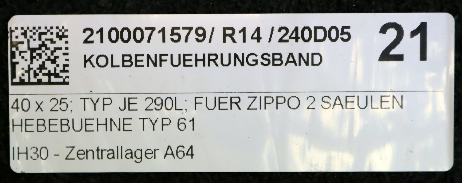 ZIPPO Kolbenführungsband für ZIPPO 6151 40x25 Typ JE 290L Best.Nr. 074 560