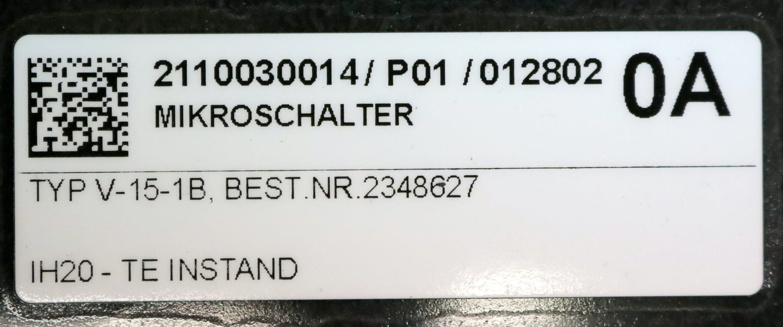 OMRON Mikroschalter V-15-1B Art.Nr. 2348627 15A 1/2HP 125 250VAC 0m6A 125VDC