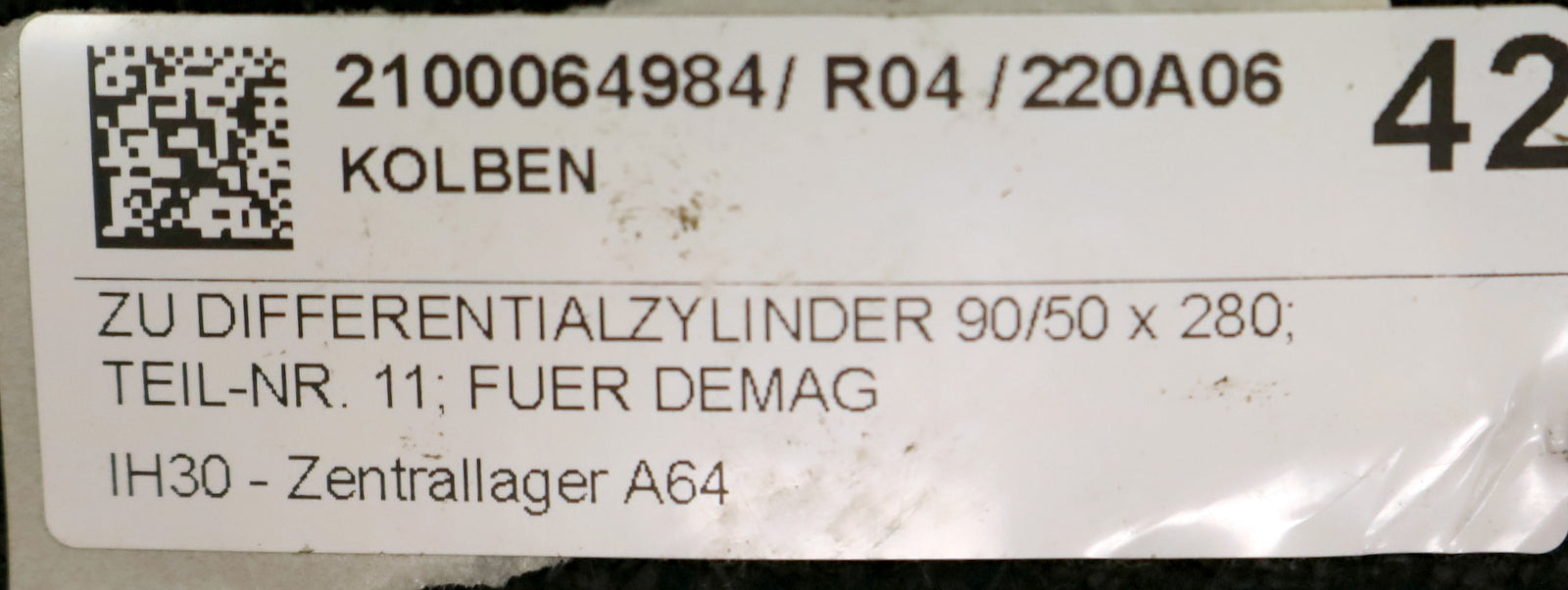 DEMAG Kolben zu Differentialzylinder 90/50x280 Best.Nr. 923 101 44 unbenutzt