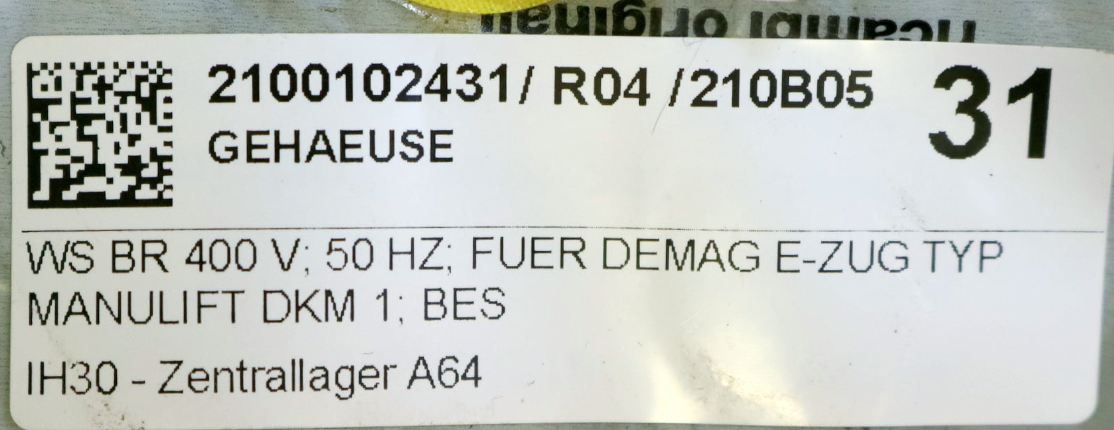 DEMAG Gehäuse WS BR 400 V für DEMAG E-Zug DKM 1 Best.Nr. 124 833 44 unbenutzt