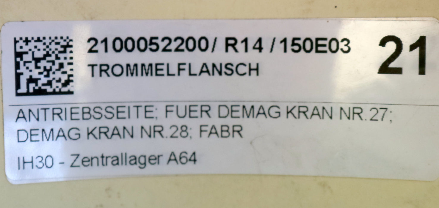 DEMAG Trommelflansch Antriebsseite für DEMAG Kran Nr. 27 / 28 Identnr. 96515244
