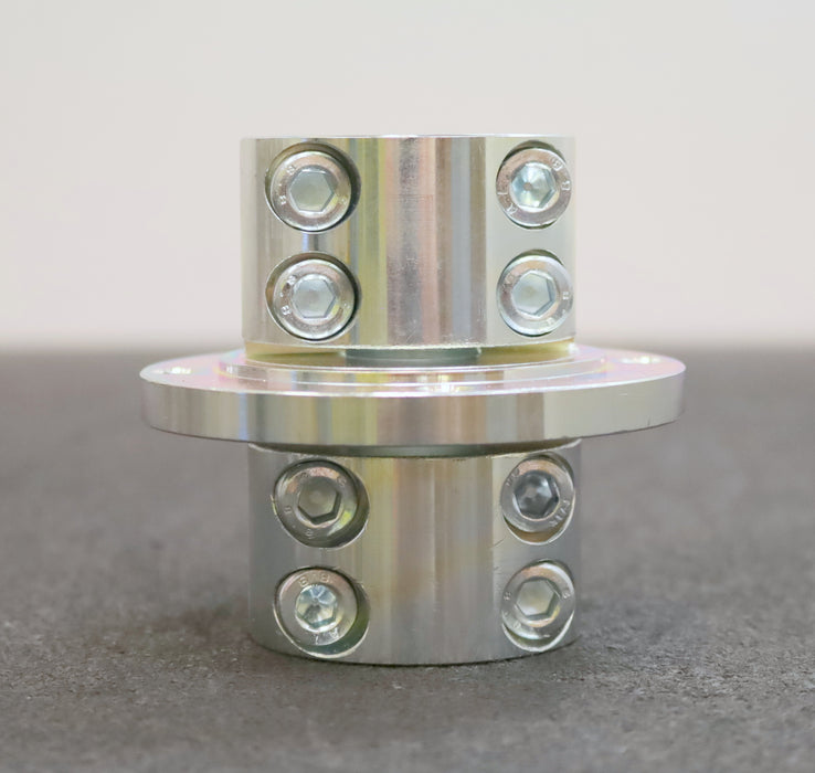 Schalenkupplung geteilt mit Flansch für WellenØ 22mm C45 verchromt Breite 83mm