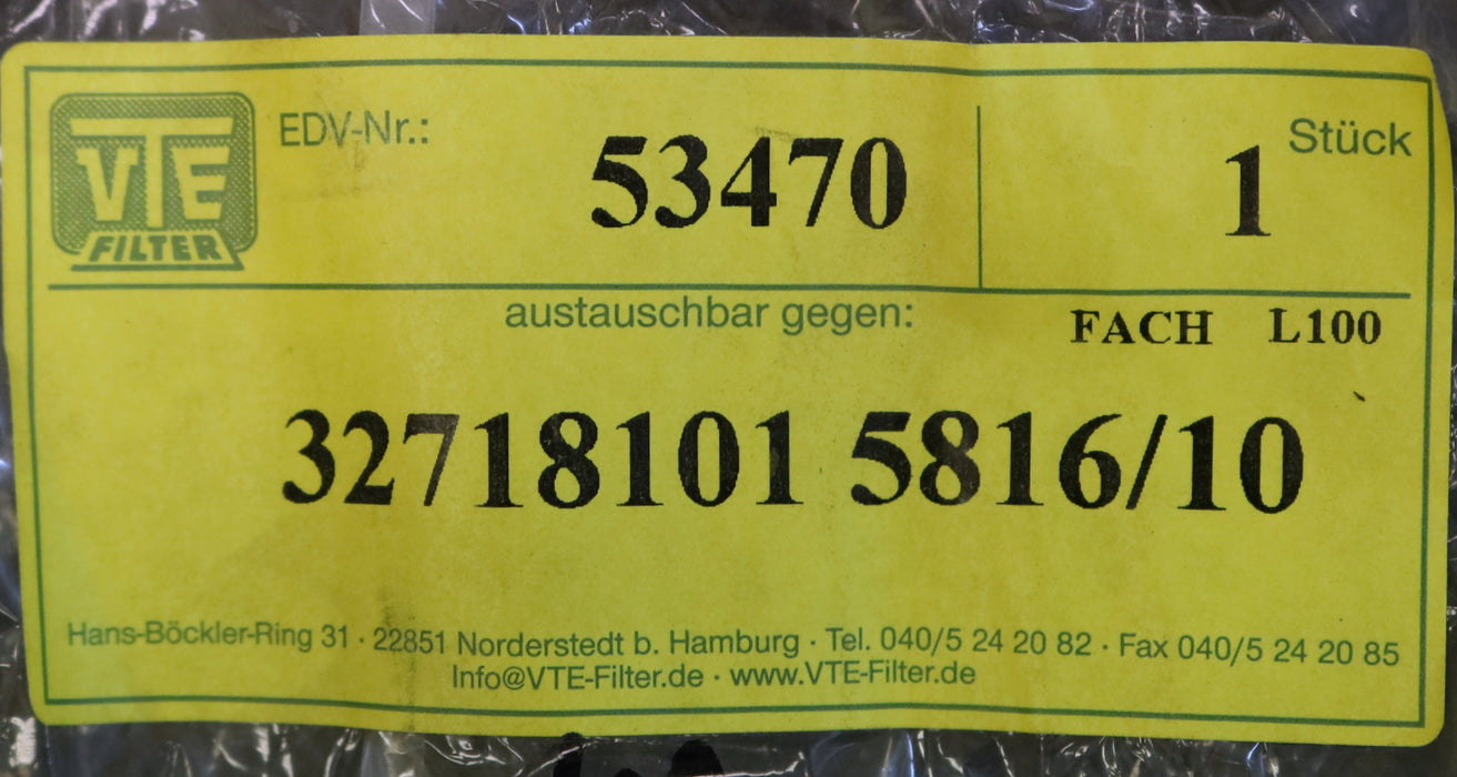 VTE FILTER Ersatzfilter EDV-Nr. 53470 austauschbar gegen 32718101 5816/10