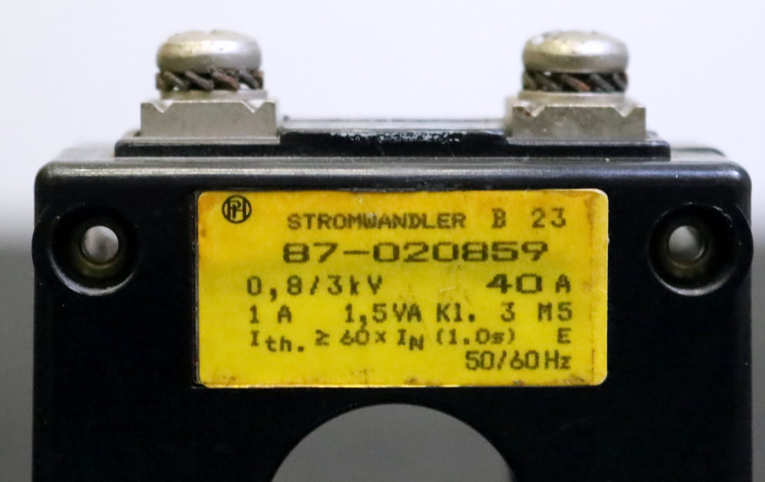PURRMANN & HERR Stromwandler B 23 40A 87-020859 0,8/3kV 50/60Hz Kl. 3 unbenutzt