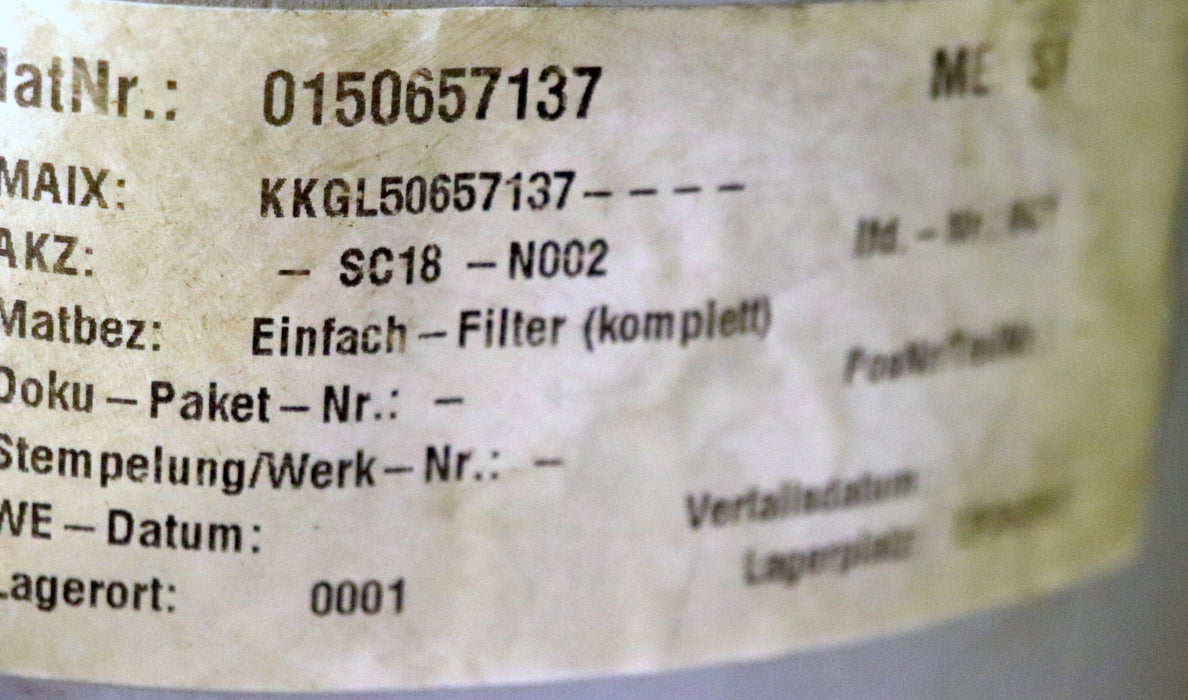INTERNORMEN-FILTER Saugfilter 2127 mit Element Fab.Nr. 212499 BJ 1992 zul. 100°C