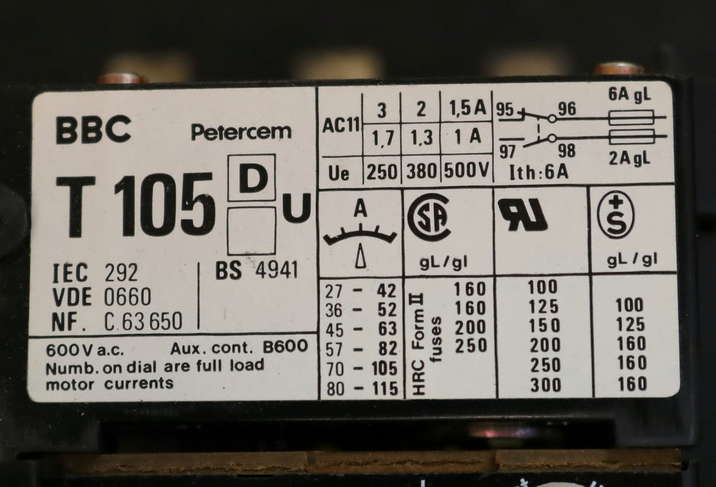 Bild des Artikels ABB-/-BBC-Thermisches-Überlastrelais-T105-DU105-70-105A-Ue-=-250-/-380-/-500V