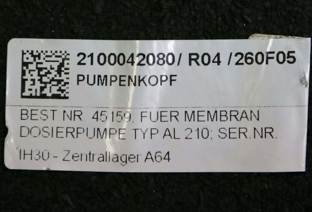 Bild des Artikels PENNWALT-Pumpenkopf-für-Membran-Dosierpumpe--AL210-Best.Nr.-45159-unbenutzt