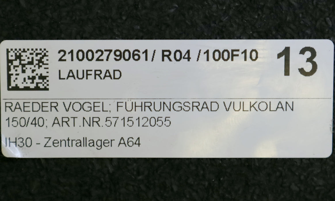 Bild des Artikels VOGEL-Laufrad-Art.Nr.-571512055-150x40mm-Gesamtbreite-58,5mm-BohrungsØ-24mm