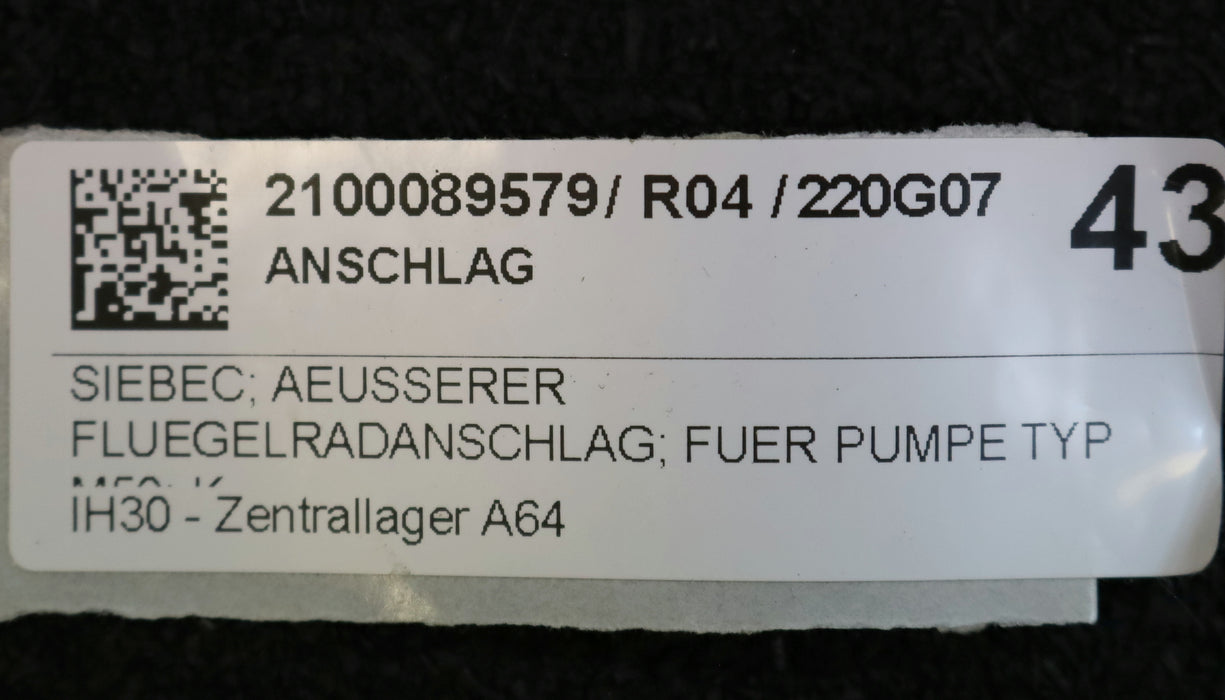 Bild des Artikels SIEBEC-Äusserer-Flügelanschlag-für-Pumpe-Typ-M-50-komplett-+-Vitondichtung-11863