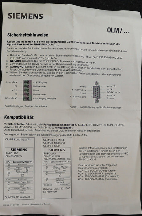 Bild des Artikels SIEMENS-SIMATIC-NET-PROFIBUS-OLM/G11-6GK1502-2CB00-unbenutzt-in-OVP