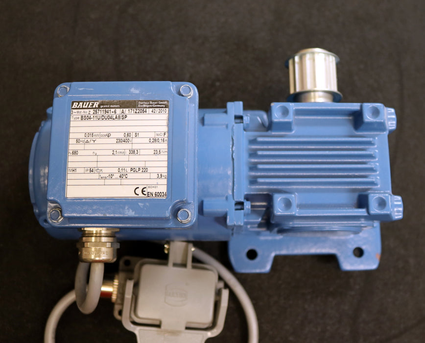 Bild des Artikels BAUER-Kegelrad-Getriebemotor-BS04-11U/DU04LA8/SP-n1=--680U/min-n2=-2,1U/min