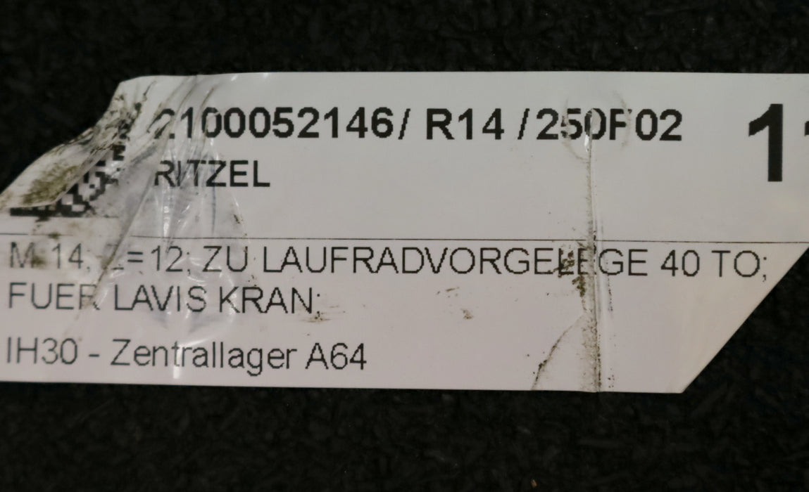 Bild des Artikels LAVIS-Ritzel-zu-Laufvorgelege-Zähnezahl-12-Modul-m=-14mm-für-LAVIS-Kran-40to.