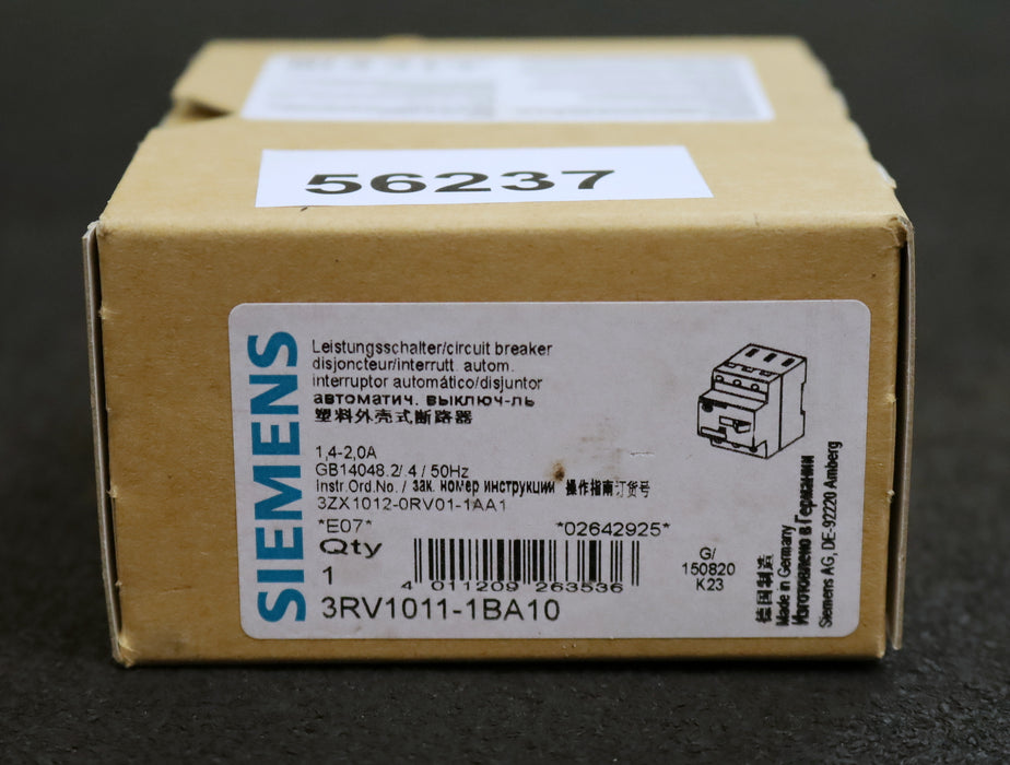 Bild des Artikels SIEMENS-Leistungsschalter-3RV1011-1BA10-1,4-2A-unbenutzt-in-OVP