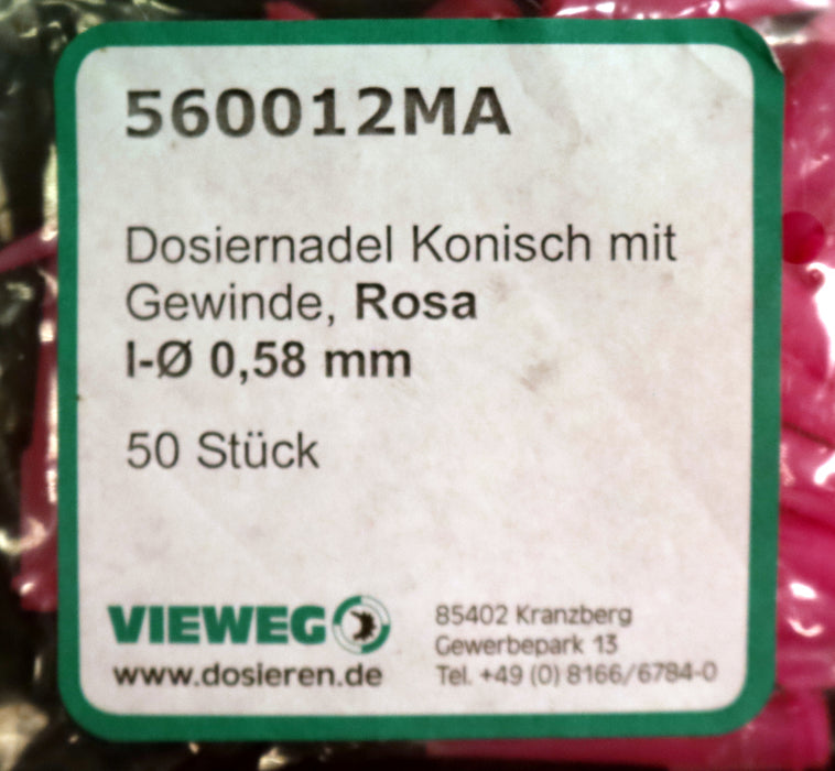 Bild des Artikels VIEWEG-50x-Dosiernnadel-Konisch-Rosa-InnenØ-0,58mm-Art.Nr.-560012MA-unbenutzt