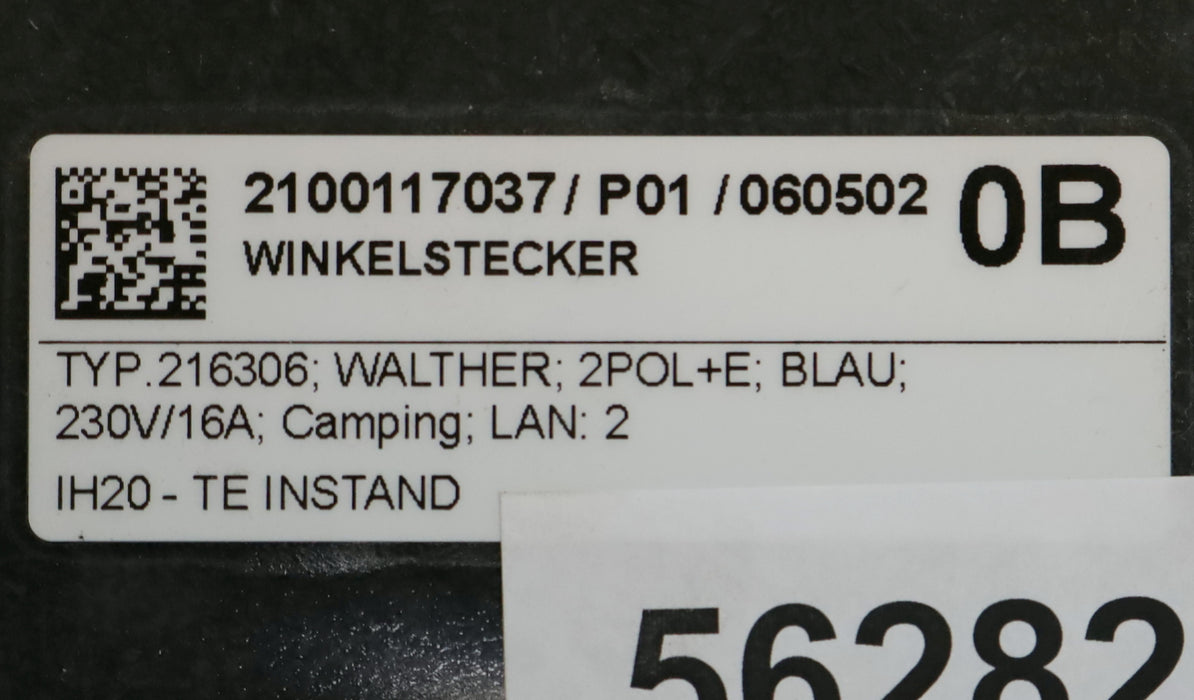 Bild des Artikels WALTHER-MONDO-Winkelstecker-Type-216306-2-Pol-+-E-Blau-230V-16A-IP44