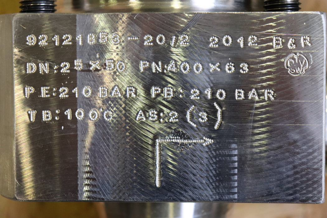 BOPP & REUTHER Sicherheitsventil in Eckfrom DN25/50 Ansprechdruck Pe = 210bar