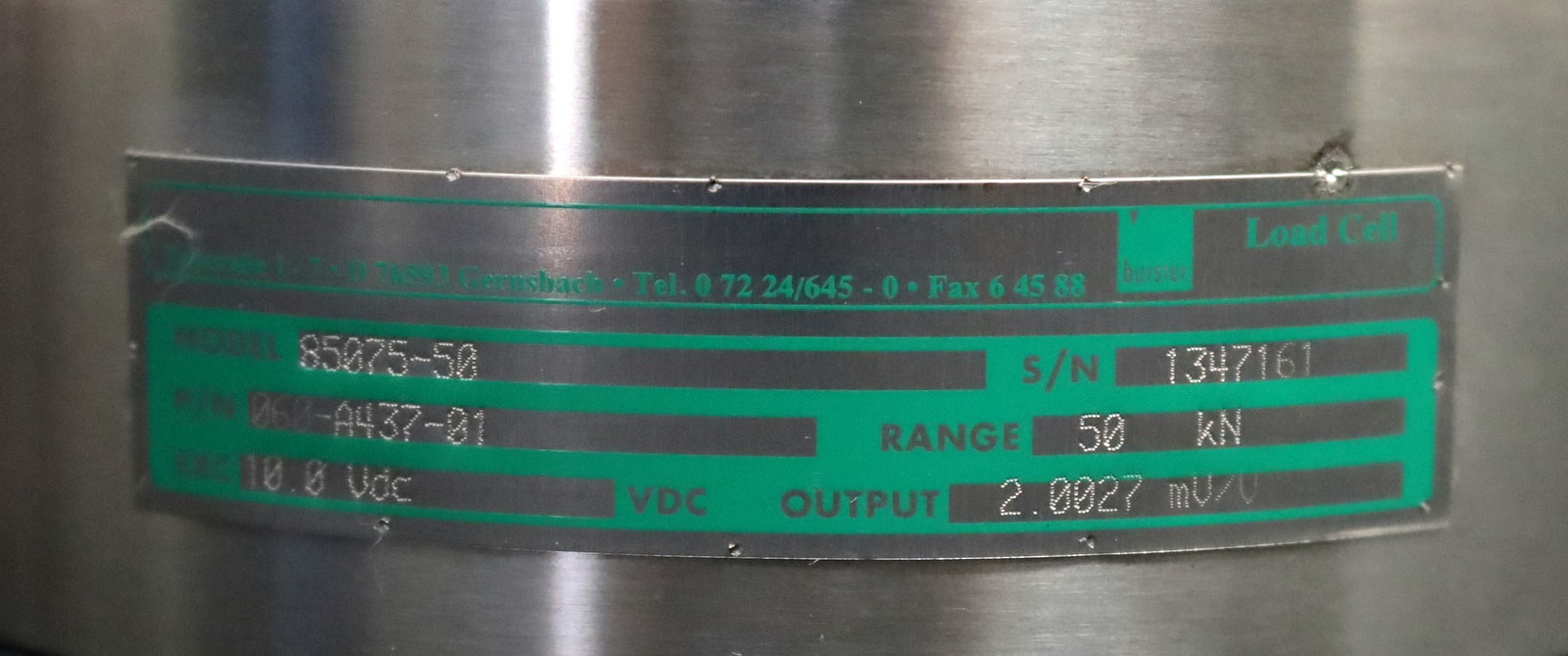 Bild des Artikels BURSTER-Druckmessdose-50kN-Typ-85075-50-10VDC-2,0027mV-Präzisions-Kraftsensor