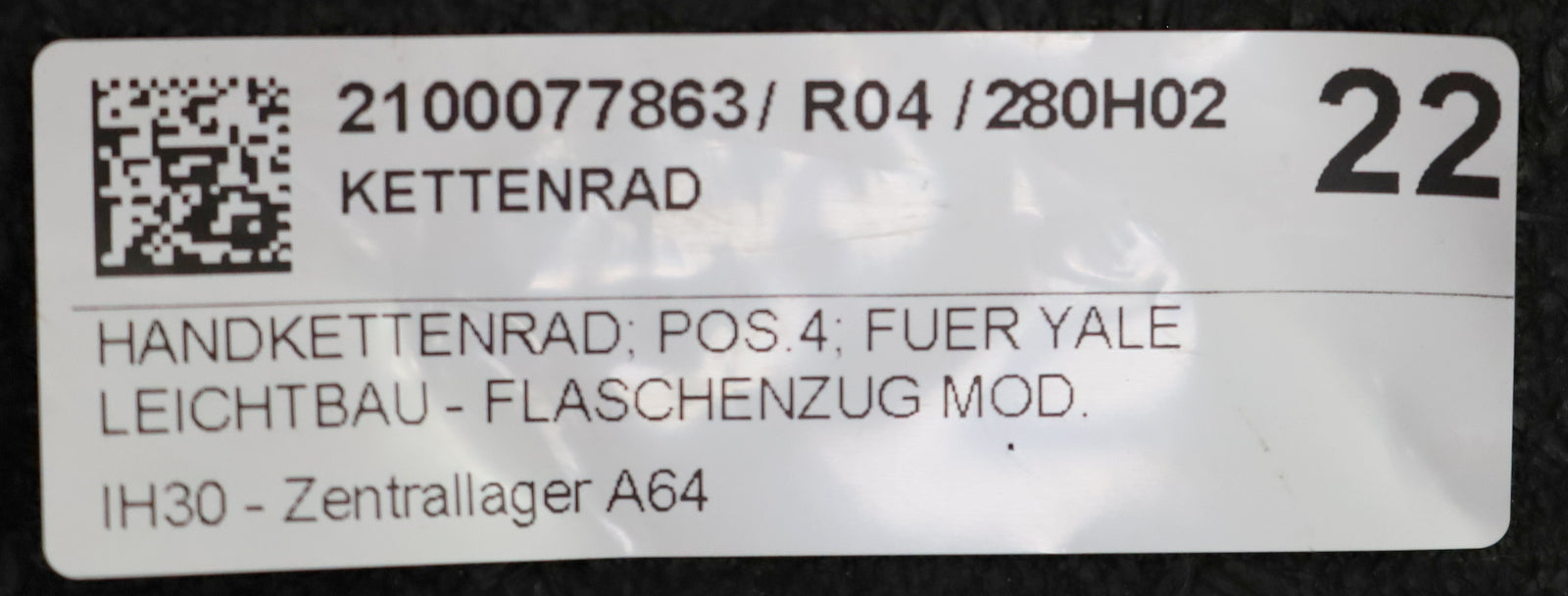 Bild des Artikels YALE-Handkettenrad-für-YALE-Flaschenzug-2t-unbenutzt