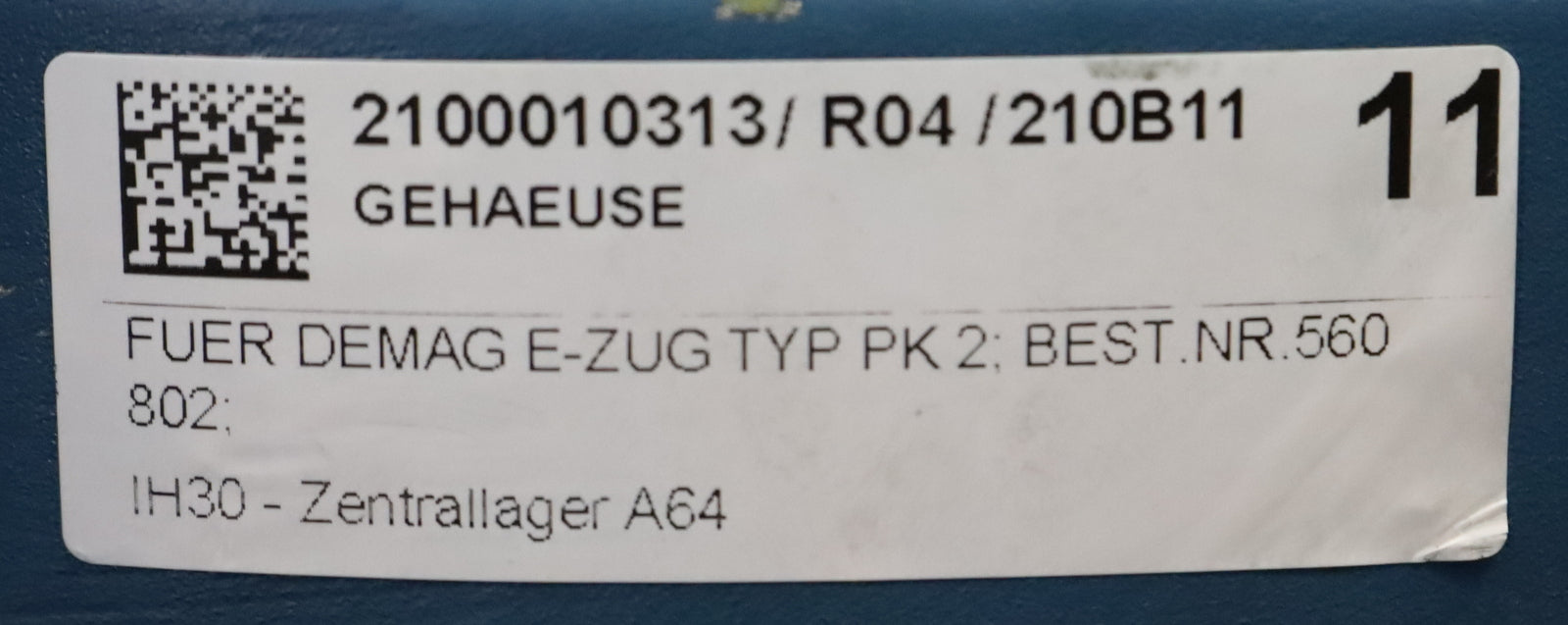 Bild des Artikels DEMAG-Getriebe-Gehäuse-für-Elektrozug-PF2-Best.Nr.-560-810-44-Guß-Nr.-560-809-44