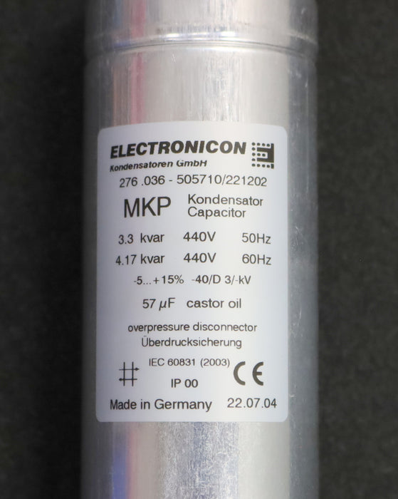 Bild des Artikels ELECTRONICON-Kondensator-MKP-276.036---505710-/-221202-50µF-3.3kvar-440V-50Hz