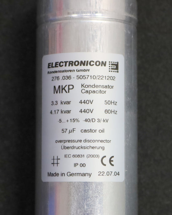 Bild des Artikels ELECTRONICON-Kondensator-MKP-276.036---505710-/-221202-50µF-3.3kvar-440V-50Hz