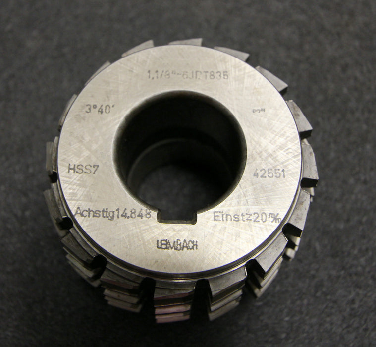 Bild des Artikels LEIMBACH-Keilwellenwälzfräser-Kegelkeilprofil-1,1/8"---6JDT835-Ø80x55xØ32mm-LKN